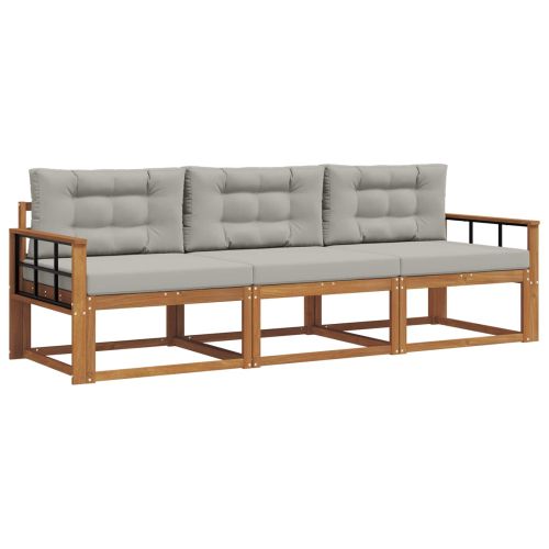 Комплект дивани за открито 3 pcs Естествено и светло сиво