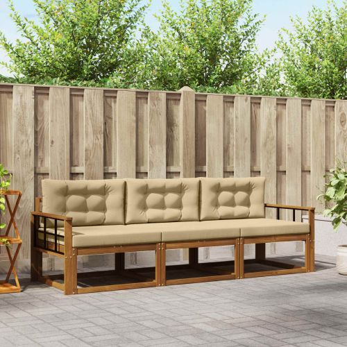 Комплект дивани за открито 3 pcs Натурален и Бежов