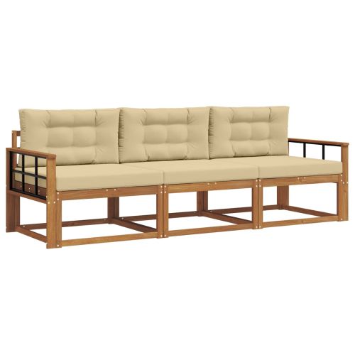 Комплект дивани за открито 3 pcs Натурален и Бежов