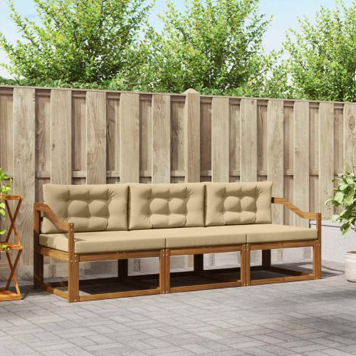 Комплект дивани за открито 3 pcs Натурален и Бежов