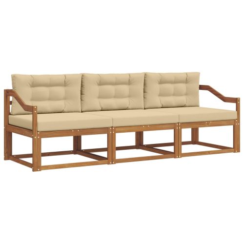 Комплект дивани за открито 3 pcs Натурален и Бежов