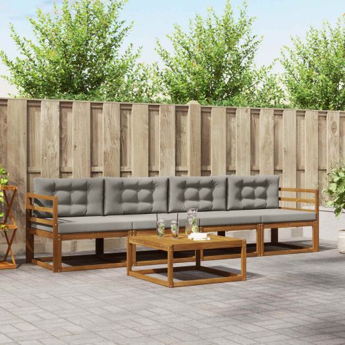 Комплект дивани за открито 5 pcs Естествено и светло сиво