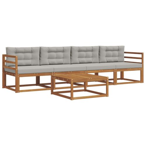 Комплект дивани за открито 5 pcs Естествено и светло сиво