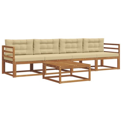 Комплект дивани за открито 5 pcs Натурален и Бежов