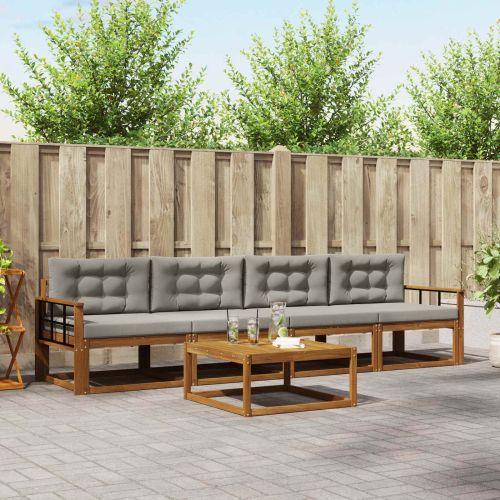 Комплект дивани за открито 5 pcs Естествено и светло сиво