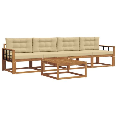 Комплект дивани за открито 5 pcs Натурален и Бежов