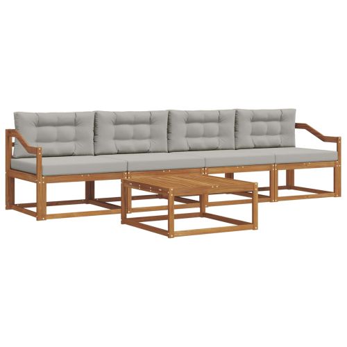 Комплект дивани за открито 5 pcs Естествено и светло сиво