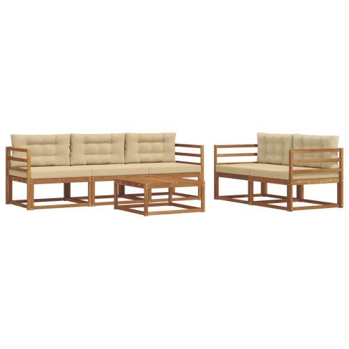 Комплект дивани за открито 6 pcs Натурален и Бежов