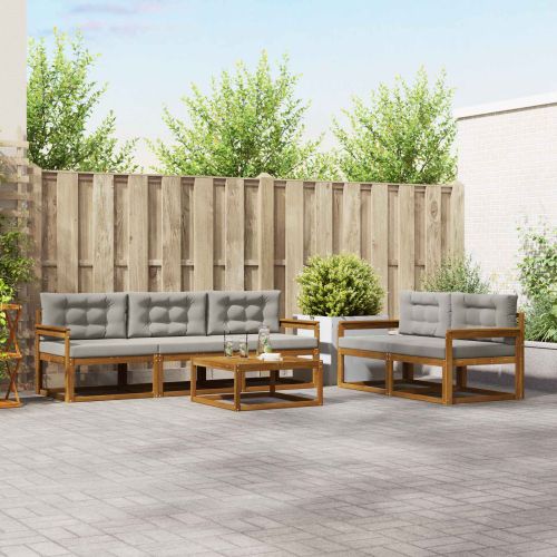 Комплект дивани за открито 6 pcs Естествено и светло сиво