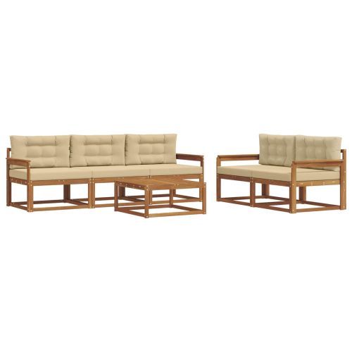 Комплект дивани за открито 6 pcs Натурален и Бежов