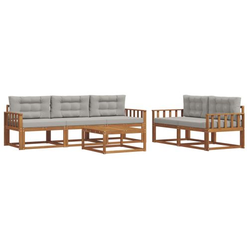 Комплект дивани за открито 6 pcs Естествено и светло сиво