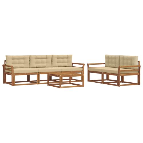 Комплект дивани за открито 6 pcs Натурален и Бежов