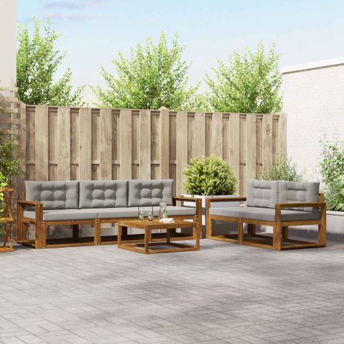 Комплект дивани за открито 6 pcs Естествено и светло сиво