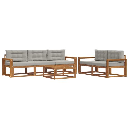 Комплект дивани за открито 6 pcs Естествено и светло сиво