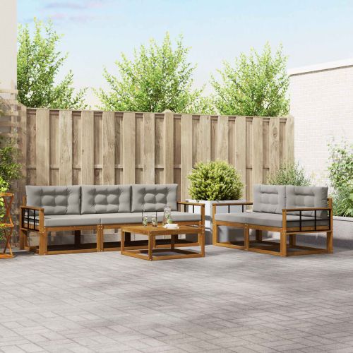 Комплект дивани за открито 6 pcs Естествено и светло сиво