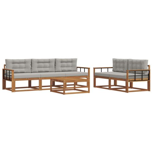 Комплект дивани за открито 6 pcs Естествено и светло сиво