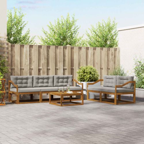 Комплект дивани за открито 6 pcs Естествено и светло сиво