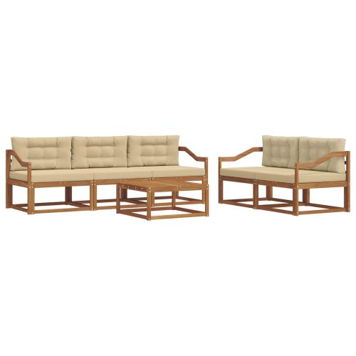 Комплект дивани за открито 6 pcs Натурален и Бежов