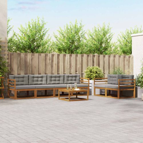 Комплект дивани за открито 7 pcs Естествено и светло сиво