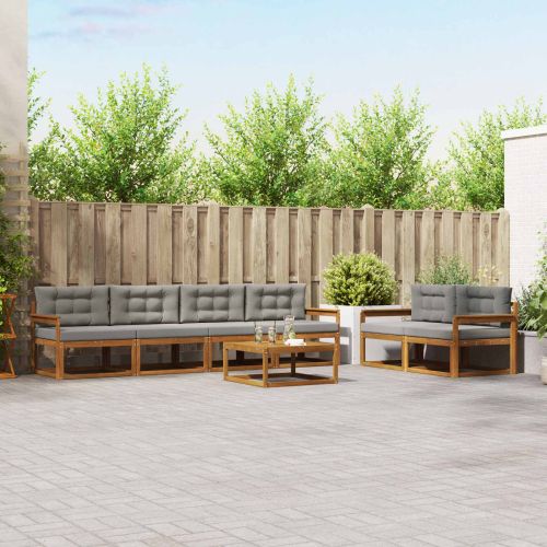 Комплект дивани за открито 7 pcs Естествено и светло сиво