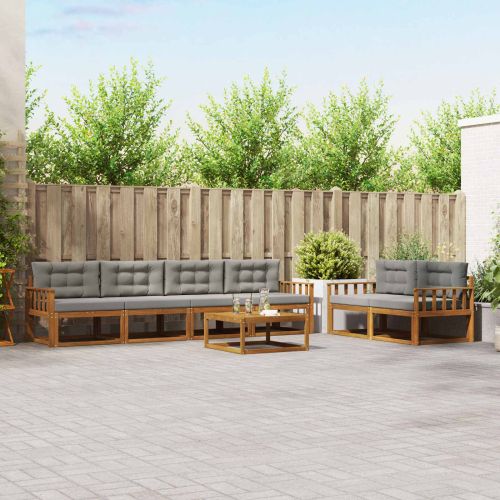 Комплект дивани за открито 7 pcs Естествено и светло сиво