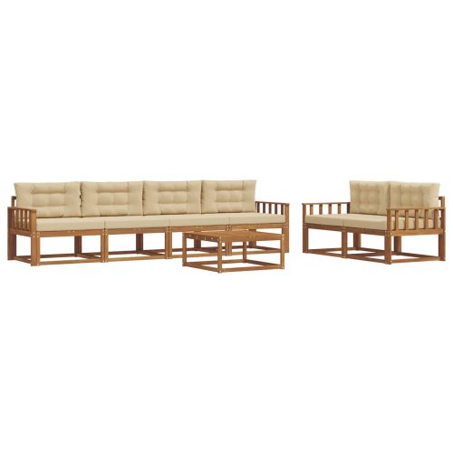 Комплект дивани за открито 7 pcs Натурален и Бежов