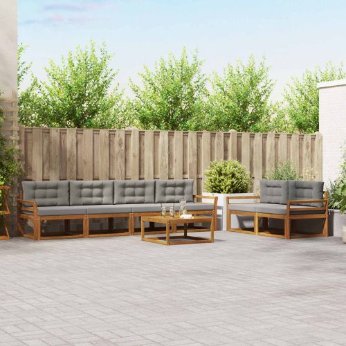 Комплект дивани за открито 7 pcs Естествено и светло сиво