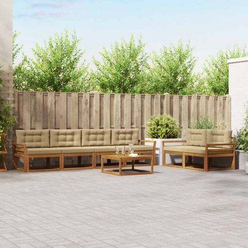 Комплект дивани за открито 7 pcs Натурален и Бежов