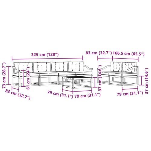 Комплект дивани за открито 7 pcs Натурален и Бежов