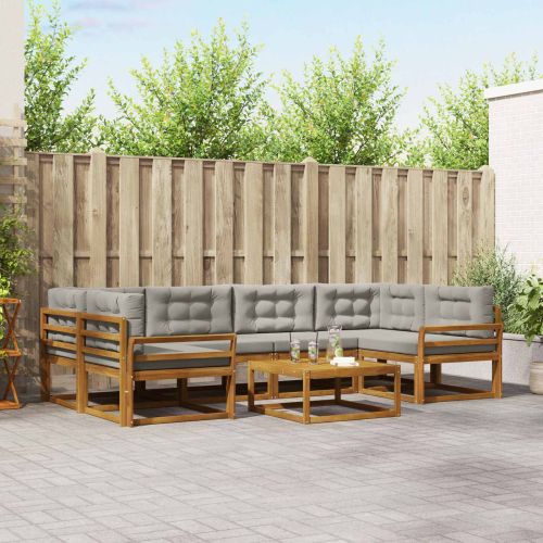 Комплект дивани за открито 7 pcs Естествено и светло сиво