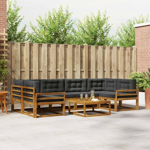 Комплект дивани за открито 7 pcs Натурален и Антрацит