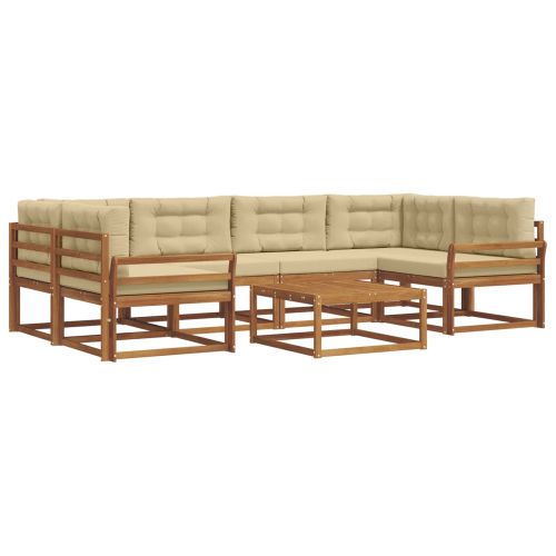 Комплект дивани за открито 7 pcs Натурален и Бежов