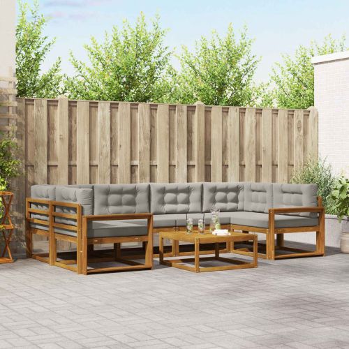 Комплект дивани за открито 7 pcs Естествено и светло сиво