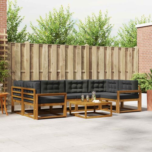 Комплект дивани за открито 7 pcs Натурален и Антрацит