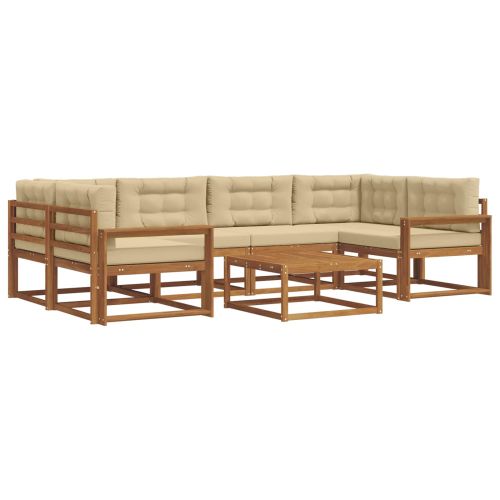 Комплект дивани за открито 7 pcs Натурален и Бежов