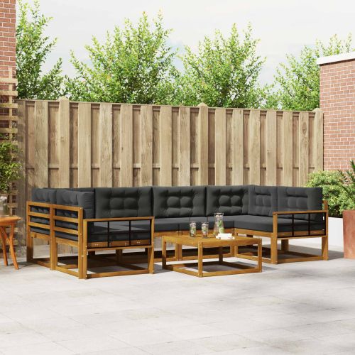 Комплект дивани за открито 7 pcs Натурален и Антрацит