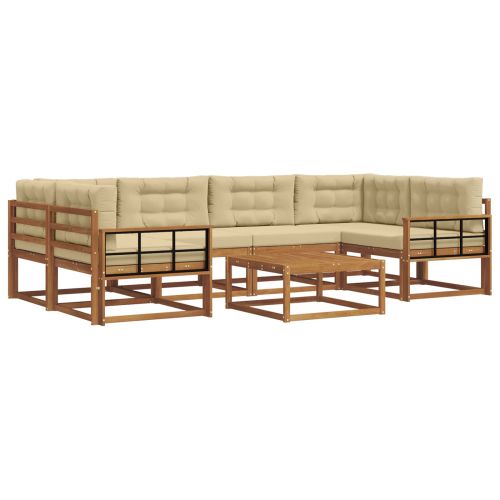 Комплект дивани за открито 7 pcs Натурален и Бежов