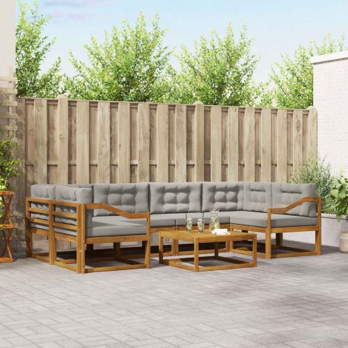 Комплект дивани за открито 7 pcs Естествено и светло сиво