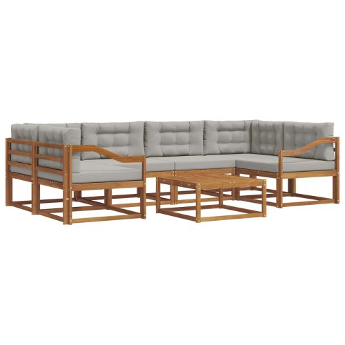 Комплект дивани за открито 7 pcs Естествено и светло сиво