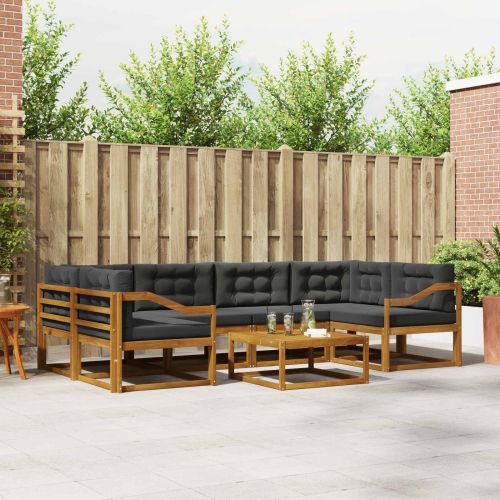 Комплект дивани за открито 7 pcs Натурален и Антрацит