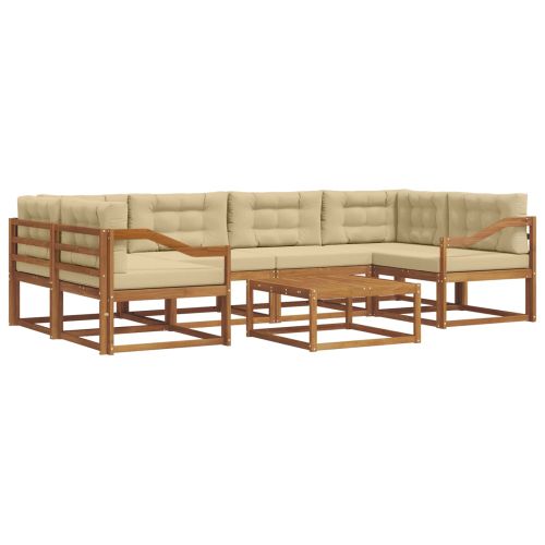 Комплект дивани за открито 7 pcs Натурален и Бежов