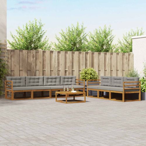 Комплект дивани за открито 8 pcs Естествено и светло сиво