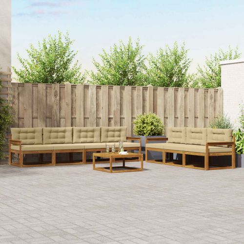 Комплект дивани за открито 8 pcs Натурален и Бежов
