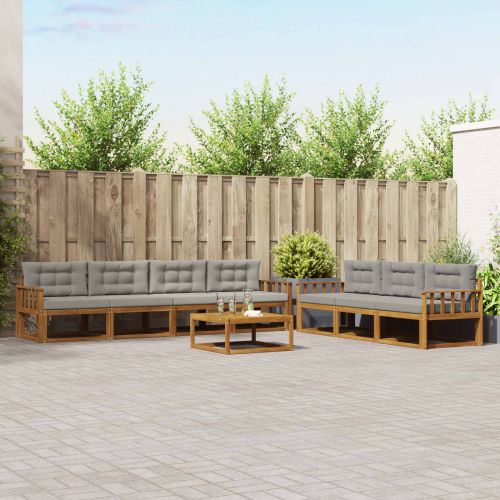 Комплект дивани за открито 8 pcs Естествено и светло сиво