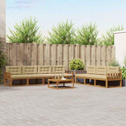Комплект дивани за открито 8 pcs Натурален и Бежов