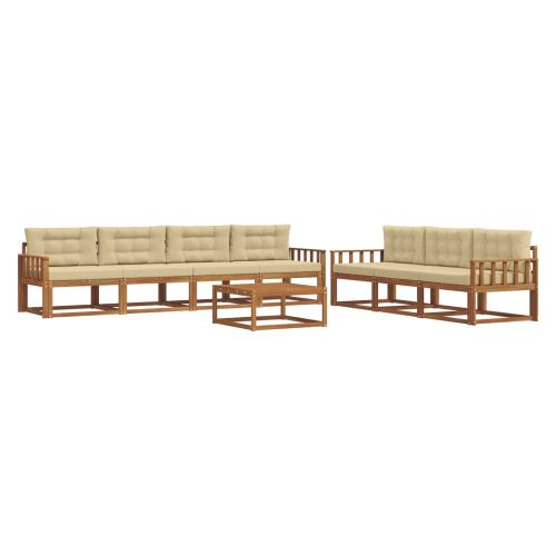Комплект дивани за открито 8 pcs Натурален и Бежов