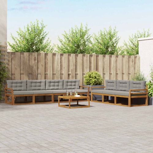 Комплект дивани за открито 8 pcs Естествено и светло сиво