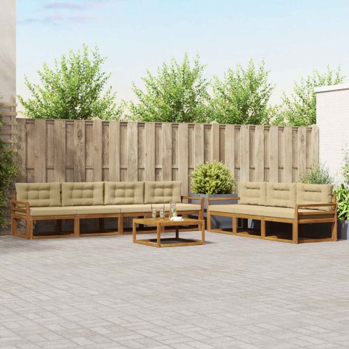 Комплект дивани за открито 8 pcs Натурален и Бежов