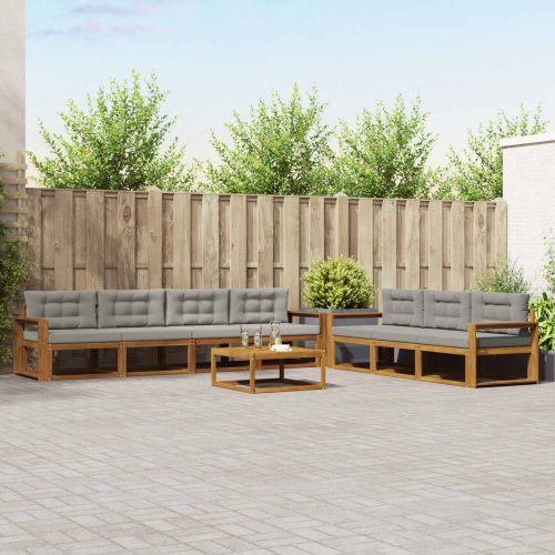 Комплект дивани за открито 8 pcs Естествено и светло сиво