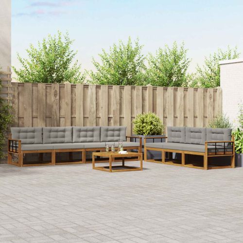 Комплект дивани за открито 8 pcs Естествено и светло сиво